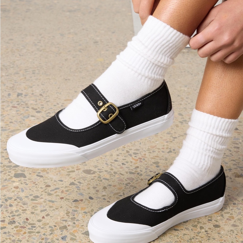 Vans Black and White Mary Jane Flats